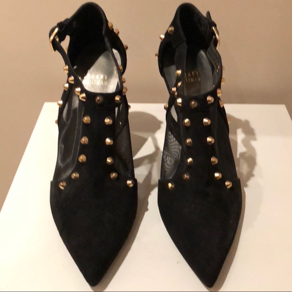 Stuart Weitzman Suede and Black Illusion Booties